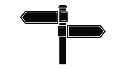 Black signpost with two arrows pointing different directions silhouette © asma