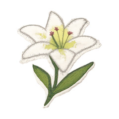 Fototapeta premium PNG Elegant embroidered lily illustration.