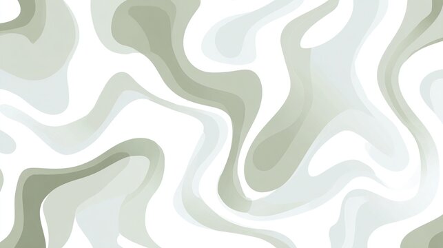 Seamless organic pattern with fluid curves in soft green and grey tones