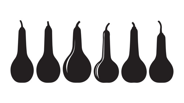 Gourd Silhouettes Lined Up Against White Background