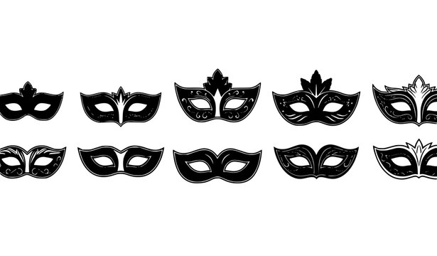 Elegant Black Venetian Carnival Masks Vector Set for Designers & Artists
