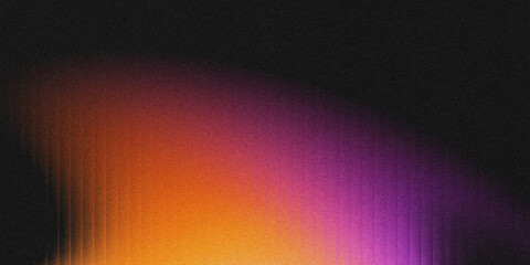 Obraz na płótnie Canvas Grainy abstract gradient background with vertical glass grooves, warm orange to deep purple color transition, textured noise effect.