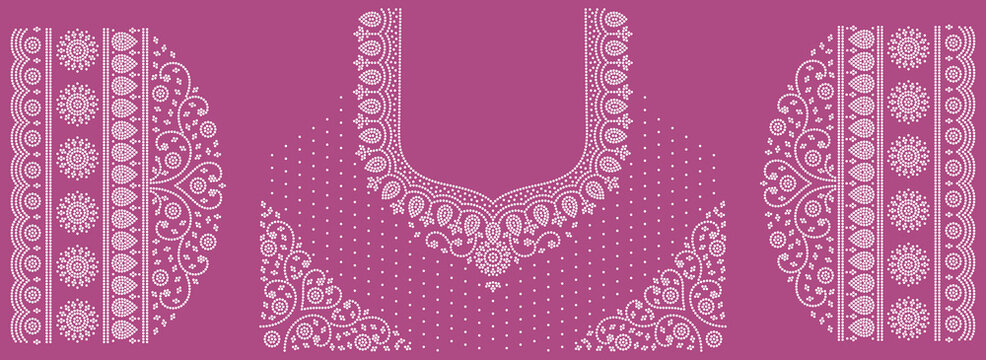 Rhinestone Neckline Design Set, Crystal Embroidery Pattern for Kurti, Blouse and Bridal Wear