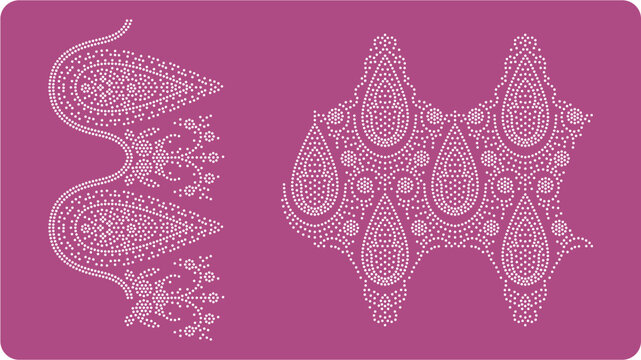 Rhinestone Ornamental Motif Design, Crystal Decorative Pattern for Textile and Garment