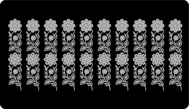 Rhinestone Border Pattern Collection, Crystal Floral Strip Designs for Textile and Garment