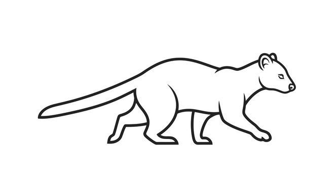 Simple line drawing of a weasel or similar animal walking to the right.