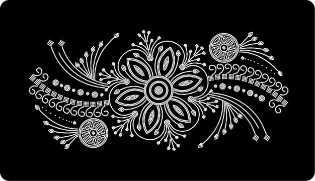 Rhinestone Floral Abstract Design, Crystal Decorative Swirl Pattern for T Shirt and Textile Decoration