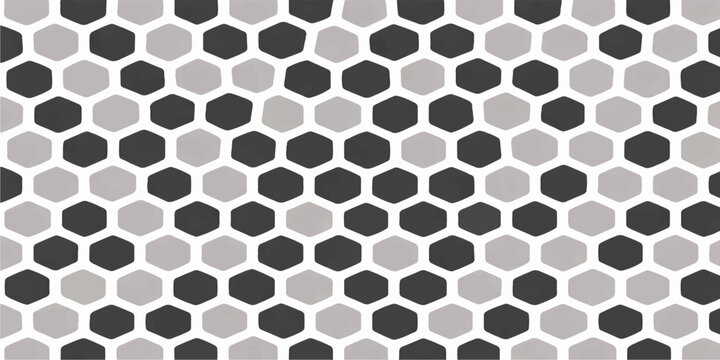 Seamless abstract vector design featuring a metallic gray honeycomb grid structure with white dots and hexagonal geometric shapes for a professional 3d technology wallpaper backdrop