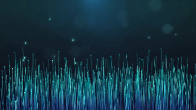 Glowing blue sound wave pattern on a dark background with bokeh effect
