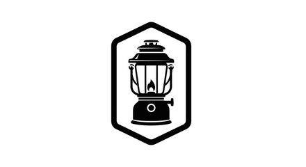 Obraz premium Vintage Lantern Emblem Icon Black and White