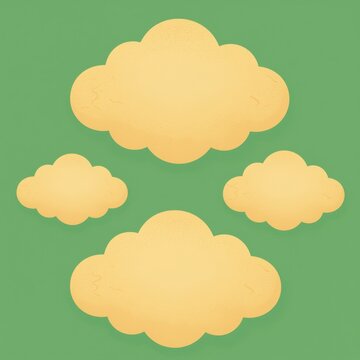 Vintage Cartoon Clouds on Green Background for Kids