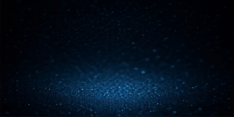 Deep blue night sky reveals a cosmic galaxy of stars and a glowing nebula across the dark outer space universe © MDNUR