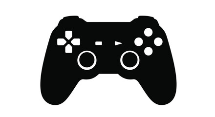 Black gamepad illustration with directional pad and buttons a striking silhouette © asma