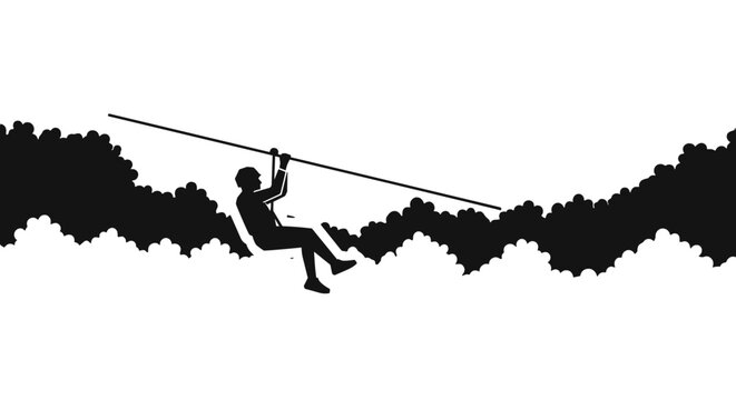 Man on a zip line.