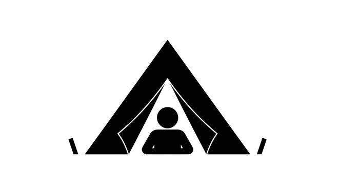 Black tent with person icon.