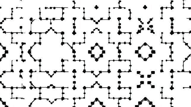 Seamless geometric pattern featuring modern black shapes