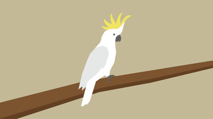 Illustration of a white cockatoo perched on branch. © Abhinaya Project