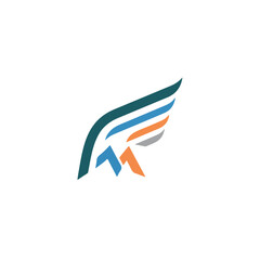 Fototapeta premium Multicolor abstract wing shape logo.