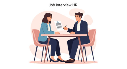 Fototapeta premium Job Interview HR: Woman Applicant Meets Recruiter for Career Opportunity