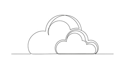 Fototapeta premium Minimalist Cloud Icon, Simple Line Art, Weather Symbol, Digital Art