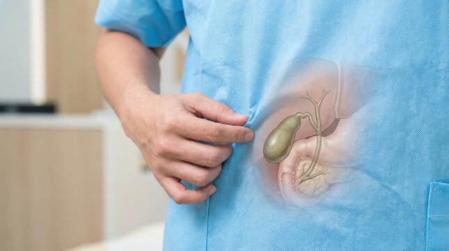 Gallbladder concept abdominal pain stomach liver bile duct healthcare surgery hospital