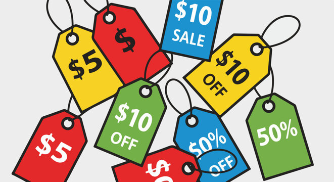 Discount Tags with Dollar Signs.