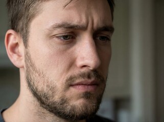 Fototapeta premium man deep in thought close up emotional portrait