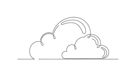 Fototapeta premium Minimalist Continuous Line Drawing of Clouds and Rainbow