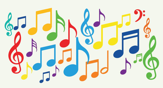 Colorful Music Notes and Symbols.