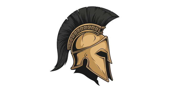 Ancient Greek Spartan Warrior Helmet Illustration