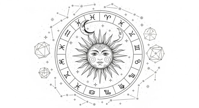 Astrology zodiac wheel chart symbol.