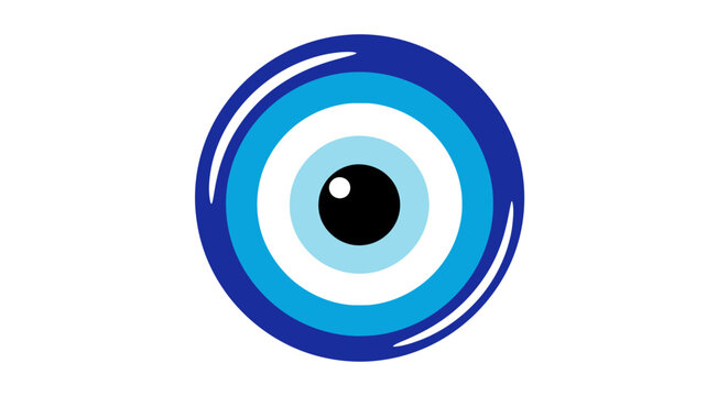 Blue Evil Eye Symbol Isolated on White Background, Protection Charm