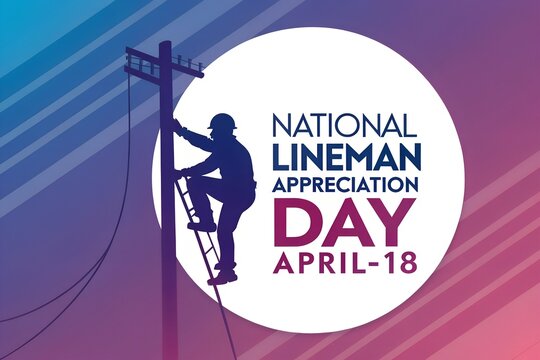 A lineman climbing a power pole on National Lineman Appreciation Day