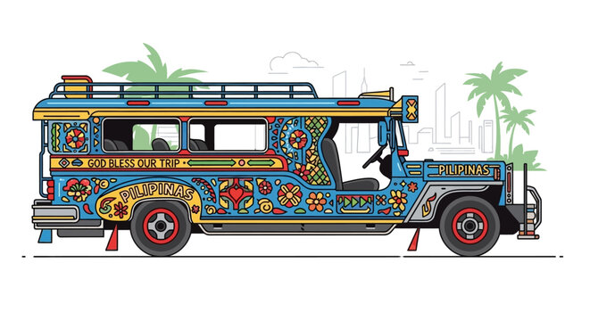 Colorful Filipino Jeepney - Iconic Philippine Transport Art