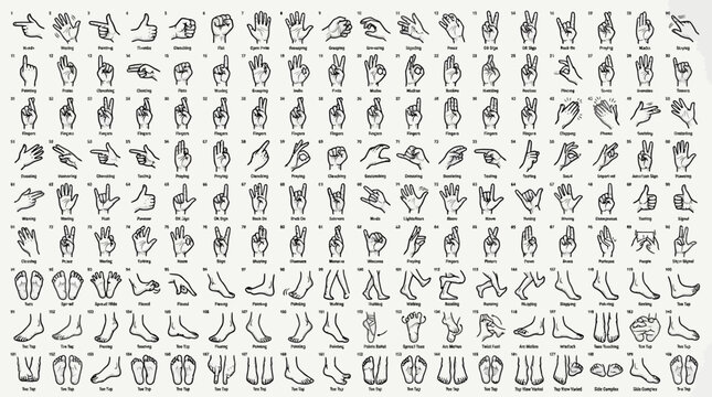 American Sign Language Hand and Foot Gestures Reference Chart