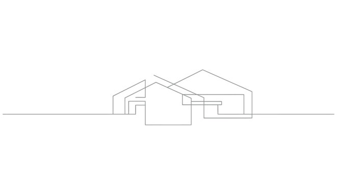 Abstract house or building outline in single line drawing style
