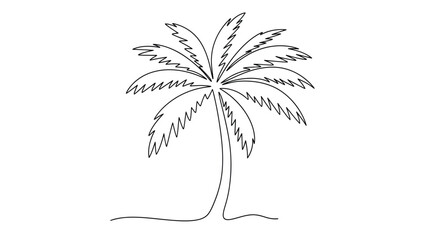 Minimalist Continuous Line Drawing of a Tropical Palm Tree © Line Home