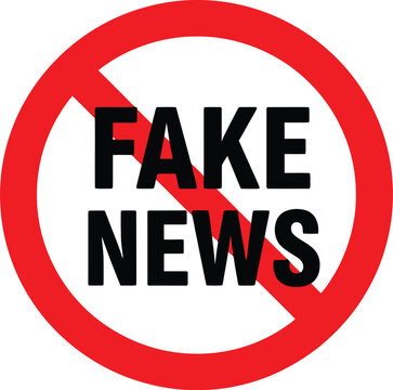 Fake news symbol with red prohibition sign