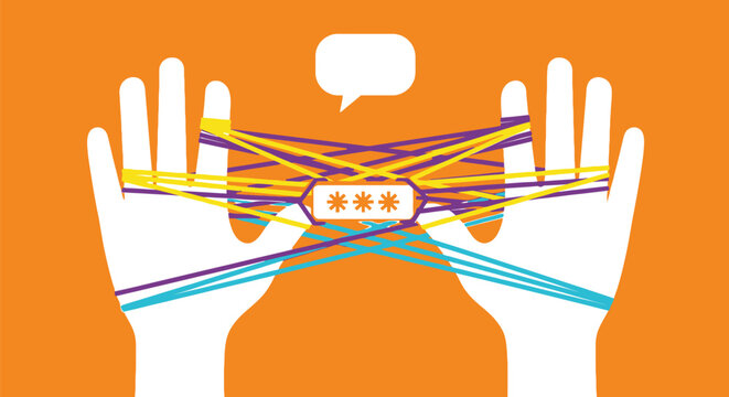 Hands holding complex password 