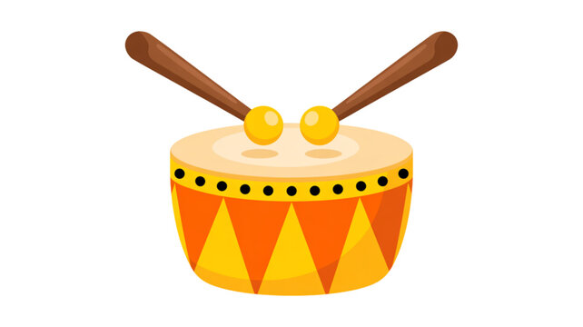 Colorful drum with drumsticks and cymbals being played by cartoon hands Vector