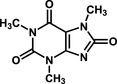 The chemical structure of caffeine molecule