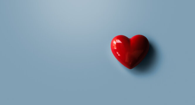 Red heart on blue background, World health day, Health care and mental health concept, Health insurance, Charity volunteer donation, CSR responsibility, World heart day, Self love