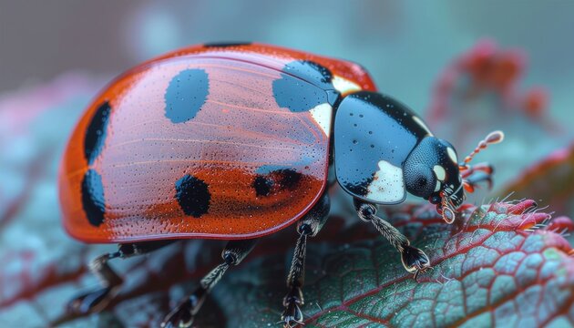 Ladybug on plant with macro.
