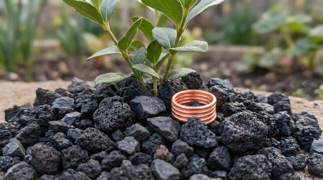 Basalt Rock and Copper Coil for Paramagnetic Soil Electroculture