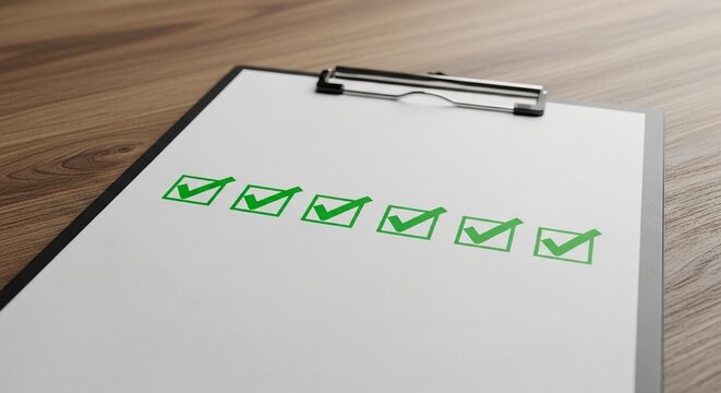 Checklist for Tasks Completed with Green Checkmarks on White Paper