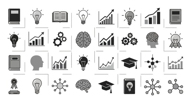 Education, Ideas, and Growth Icons Collection - Vector Graphics and Symbols