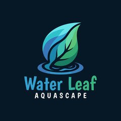 Fototapeta premium A beautiful logo design featuring a water leaf, representing tranquility and growth in aquascaping. Perfect for businesses related to aquatic life and nature aesthetics.