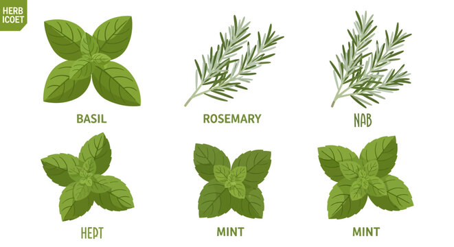 Herbs: Basil, Rosemary, Mint, and Nab - Fresh Culinary Ingredients