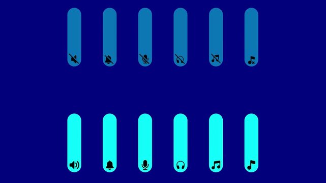 slider bar volume control animation on cyan screen