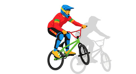 Fototapeta premium Colorful illustration of a bmx rider performing an aerial stunt on a bicycle